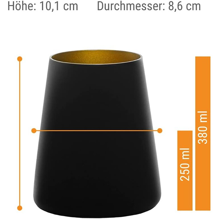 Набор стаканов 380 мл, 6 предметов, черный/золотистый Power Stölzle Lausitz
