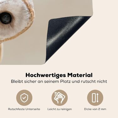 Фартух для плити, кухонний фартух, вініл, 78x52 см, декор для кухні, облицювання стіни, кришка для плити - сіро-чорна (сипуха - тварина, 51,5Д x 76Ш см)