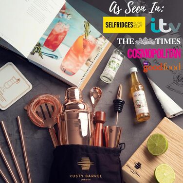 Набір для приготування коктейлів рожеве золото Rusty Barrel