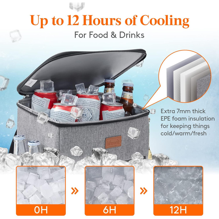 Рюкзак-холодильник Рюкзак-холодильник Сумка-холодильник Сумка для пикника Большая изолированная сумка-холодильник Мужчины Женщины Для Пляжа / Пикника / Кемпинга / Барбекю / Пеших прогулок, Серый, 24L Cool