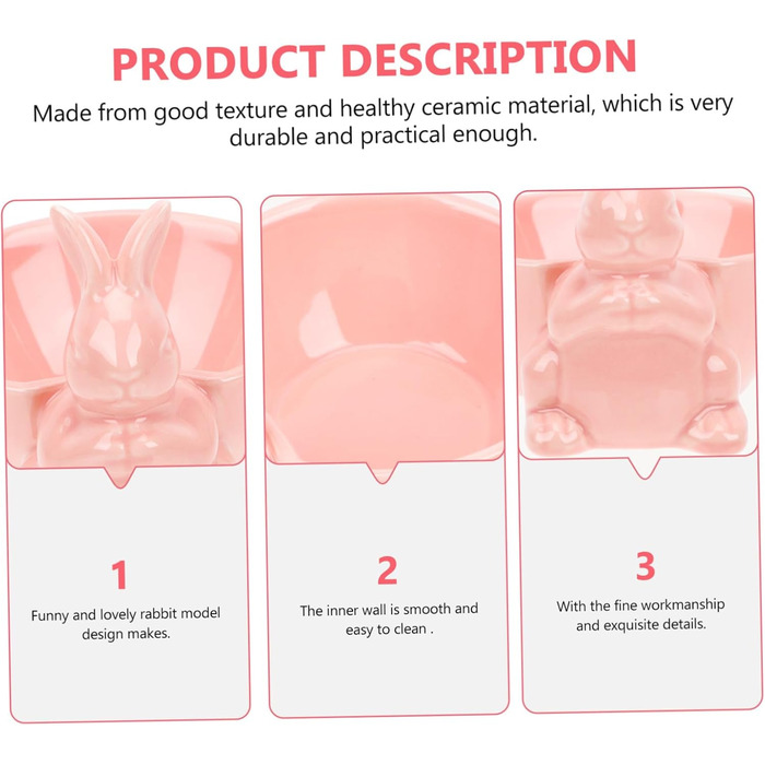 Керамічна миска у формі кролика на Великдень рожева Holibanna