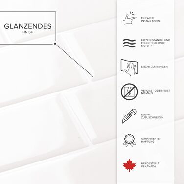 Наклейки для плитки, що самоклеяться - упаковка з 5 аркушів 29,36 см x 21,29 см - 3D самоклеючі ПВХ наклейки для плитки та фартуха для кухні, ванної кімнати та стін, кольорова та водонепроникна плитка (чисто-білий колір)