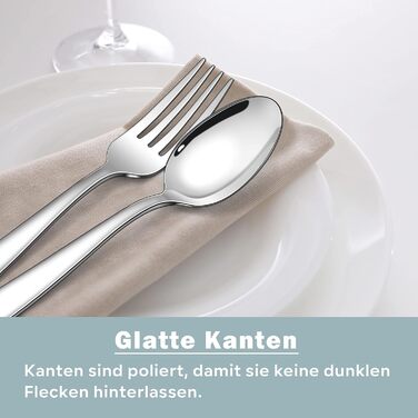 Набір столових приборів Herogo на 6 персон, набір столових приборів з нержавіючої сталі з ножем для стейка, сучасний набір столових приборів з ножем, виделкою, столові прибори з дзеркальним покриттям, нержавіюча сталь і посудомийна машина, металеві (срібл