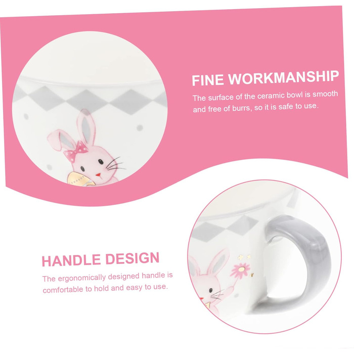 Керамічна тарілка для супу з візерунком кролика на Великдень NAMOARLY