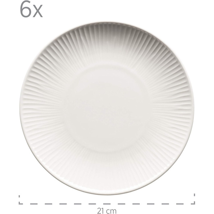 Обідній сервіз на 6 осіб з високоякісної готельної порцеляни білого кольору, набір тарілок з 12 предметів у вінтажному дизайні, міцна порцеляна (набір для сніданку 18 шт.), 931461 Dalia
