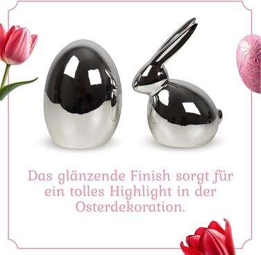 Набір декоративних елементів Heitmann керамічна пасхальна прикраса під порцеляну, для встановлення, біла, приблизно 12,5 x 10,5 x 8 см (яйце та кролик)