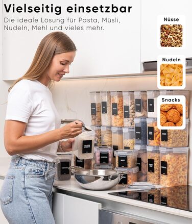 Набор из 24 контейнеров для хранения, прозрачный/черный XL Deco haus