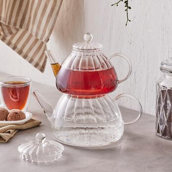 Стеклянный чайник Karaca Lori, 0,6-1,2 литра, стеклянная ручка сочетает в себе элегантность с дизайном, стеклянный чайник, турецкий чайник, индукционный сейф, средний размер, время приготовления