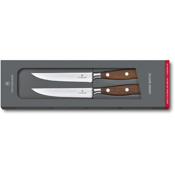 Кухонний ніж Victorinox Grand Maitre Wood Steak Set 2 шт лезо 12см хвил. з дерев. ручкою у подар.упак.