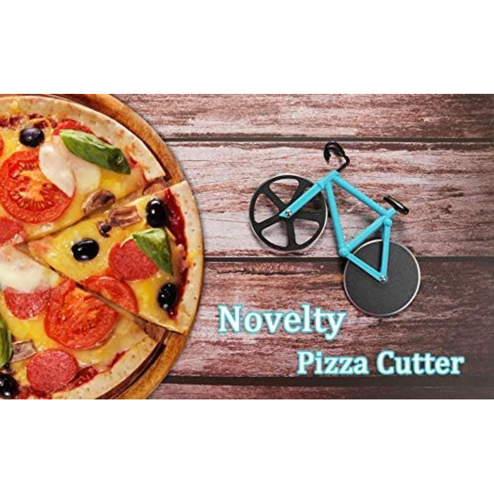 Резак для пиццы в виде велосипедиста с подставкой, сине-зеленый KUONIIY