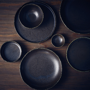 Тарелка презентационная с бортиком 21*h 1.5 см, Terra Porcelain Roko Cinder Black, GenWare
