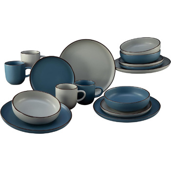 Набір посуду на 4 персони, 16 предметів, синій/сірий, Modern Scandic Creatable