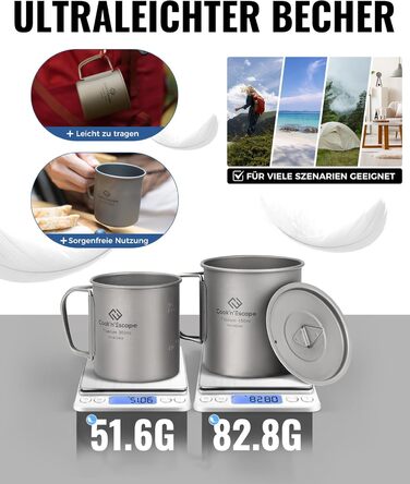 Набор чашек для кемпинга 300 и 450 мл COOK'N'ESCAPE