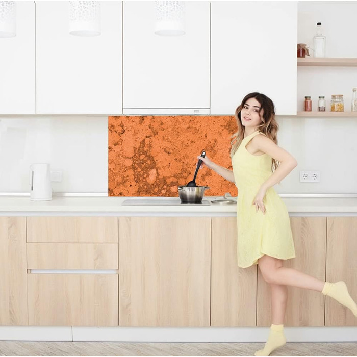 Дизайнерський кухонний фартух з алюмінієвого композиту, кухонний фартух, товщина 3 мм, 60x100 см, (натуральний камінь кольору іржі)