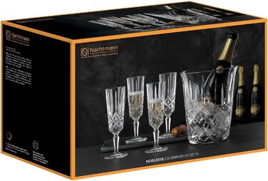 Келихи для шампанського та охолоджувач, святковий набір 5 предметів, Noblesse Nachtmann