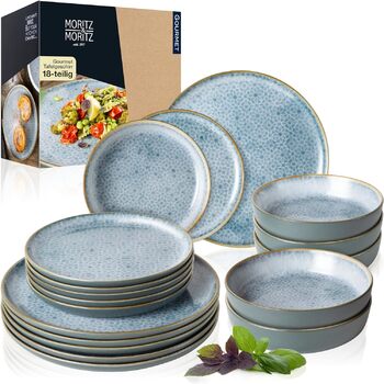 Набор посуды из 18 предметов 6 персон набор тарелок ярко-синего цвета из высококачественного фарфора 6 обеденных тарелок, десертных тарелок и мисок Набор посуды из 18 предметов