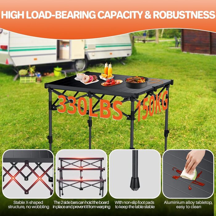 Складной кемпинговый стол 67 x 58 x 44/70 см FUNYKICH