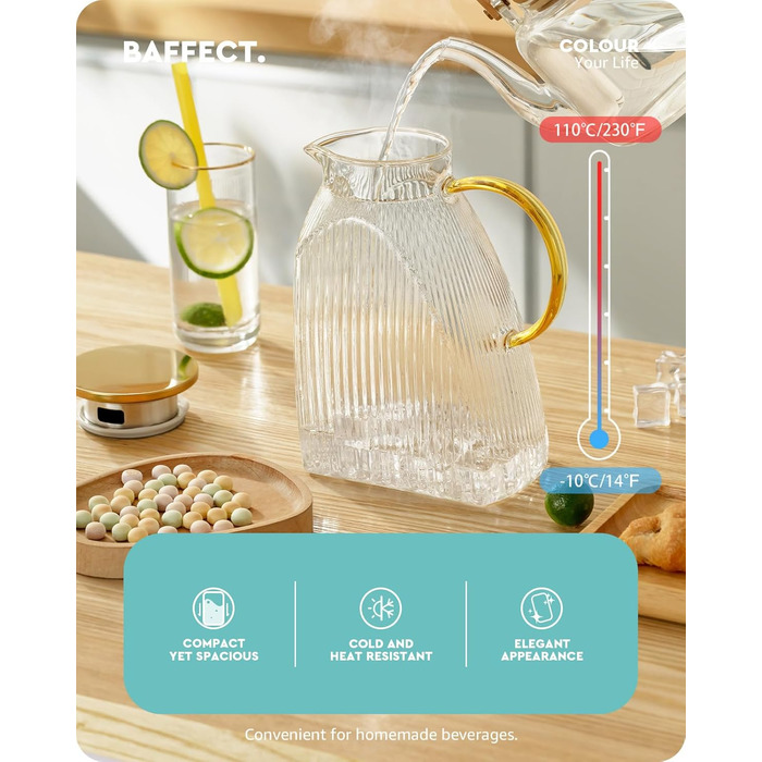 Стеклянный кувшин с крышкой 1,8 л Baffect