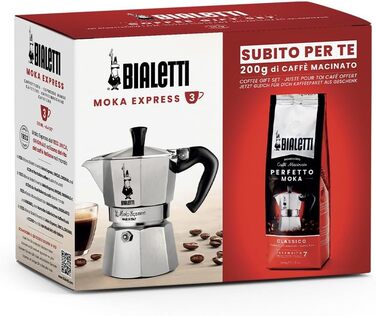 Кофеварка гейзерная 130 мл на 3 чашки с 250 г кофе Moka Express Bialetti