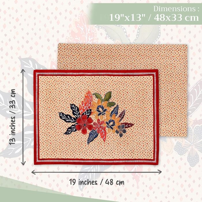 Бавовняні килимки, набір з 4 шт. , декоративні килимки, пасхальні килимки, що миються, для свят, вечерь, весни, літа (33 см x 48 см) (07 - Калахарі), 39Hermine, 100