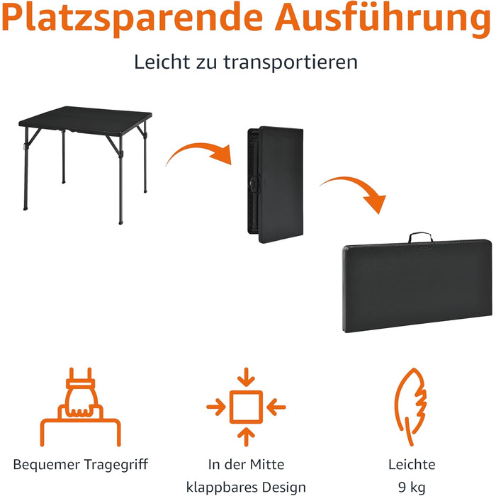 Складной стол для кемпинга черный Amazon Basics