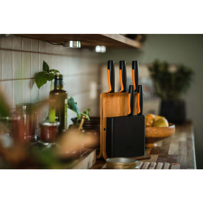 Набор ножей Fiskars Functional Form с бамбуковой подставкой 5 шт (1057552)