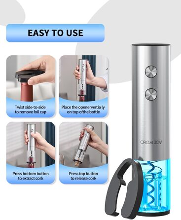 Електричний акумуляторний відкривач для вина з ножем для фольги CIRCLE JOY