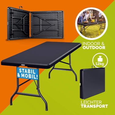 Садовий стіл 183x76 см антрацитовий Casaria