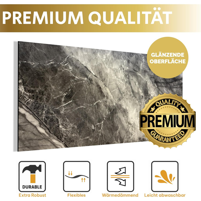 Стінові панелі AS Country Stone під мармур 60x120 см ПВХ-облицювання стіни з пластикових панелей для кухні, ванної кімнати тощо Панель кухонного фартуха (4 шт., Shadow)