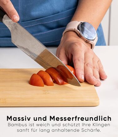 Набір дерев'яних обробних дощок Deco haus з міцної акації 2 см завтовшки - дошки з жолобком для соку - кухонні дерев'яні дошки 40x30, 33x24, 26x18 см - набір дерев'яних дощок (6 шт., бамбук)