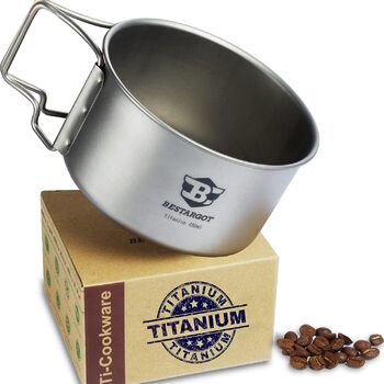 Мл Титановая кружка Camping Pot Outdoor Cup с изолированной сумкой, титановый набор посуды для кемпинга, посуда для наружного отдыха, большая емкость для одиночного кемпинга, походов, бушкрафта (титановый тип 2 - 450 мл походная чашка), 750