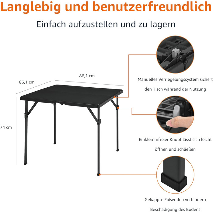 Складной стол для кемпинга черный Amazon Basics