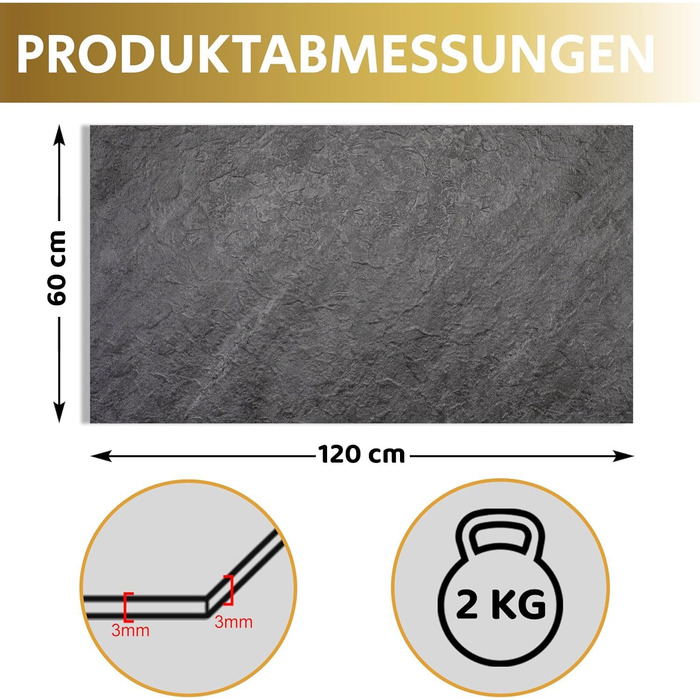 Стінові панелі AS Country Stone під мармур 60x120 см ПВХ-облицювання стіни з пластикових панелей для кухні, ванної кімнати тощо Панель кухонного фартуха (, Darkstone)