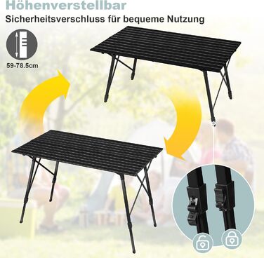 Складной алюминиевый стол для кемпинга 120 х 68,5 см WOLTU