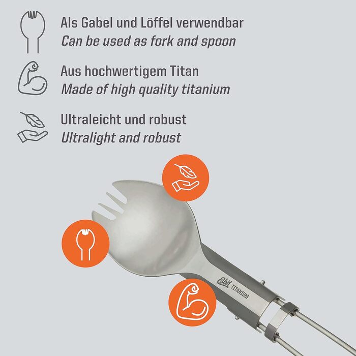 Сложная титановая ложка-вилка 2-в-1 Esbit