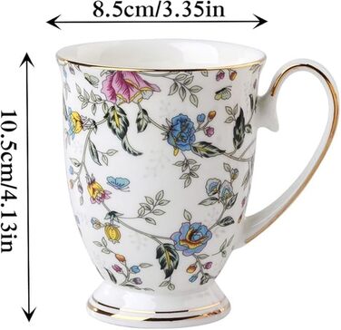 Набір із 4 кавових чашок з квітковим візерунком 300 мл MIATTCLD