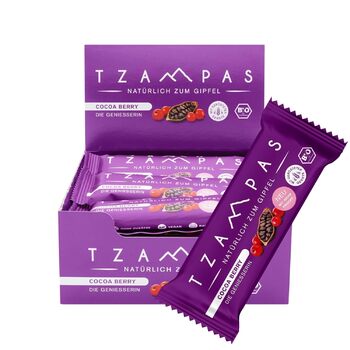 Енергетичні батончики зі смаком какао та смородини 16 x 40 г, Cocoa Berry TZAMPAS