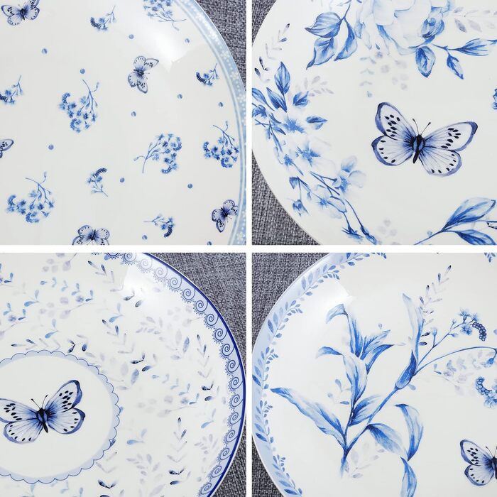 Набор з 4 тарілок 20 см Blue Butterfly fanquare