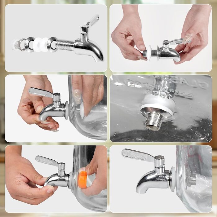 Двойной стеклянный диспенсер для напитков 2 х 4 л с металлической подставкой Hisredsun