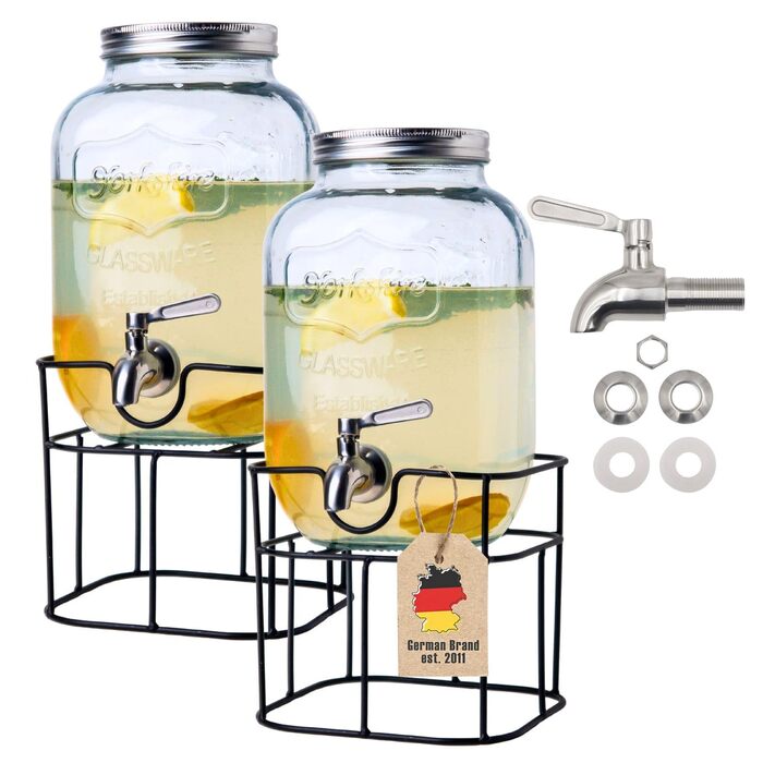 Диспенсер для напитков стеклянный 2 шт 4 л INTIRILIFE