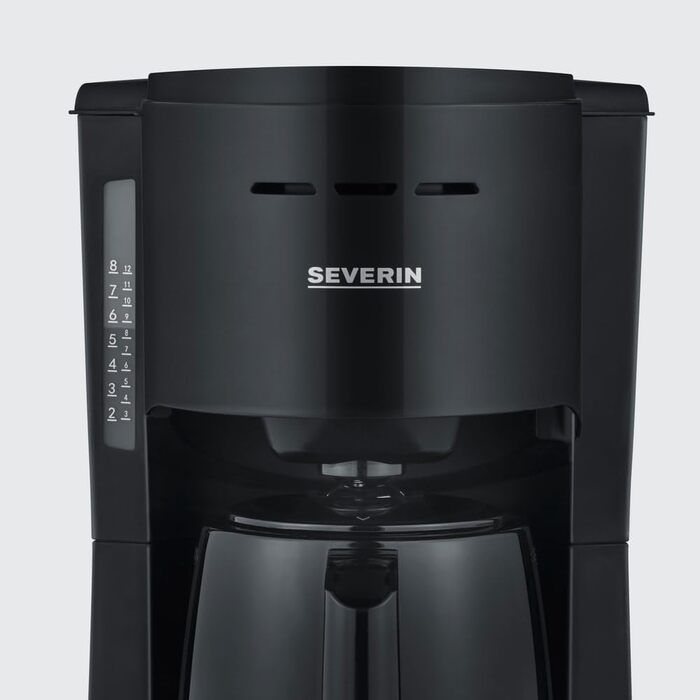 Кавоварка SEVERIN з фільтром з термоглечиком, кавоварка до 8 чашок, приваблива фільтр-машина з вакуумним глечиком, чорна, KA 9306 1 літр