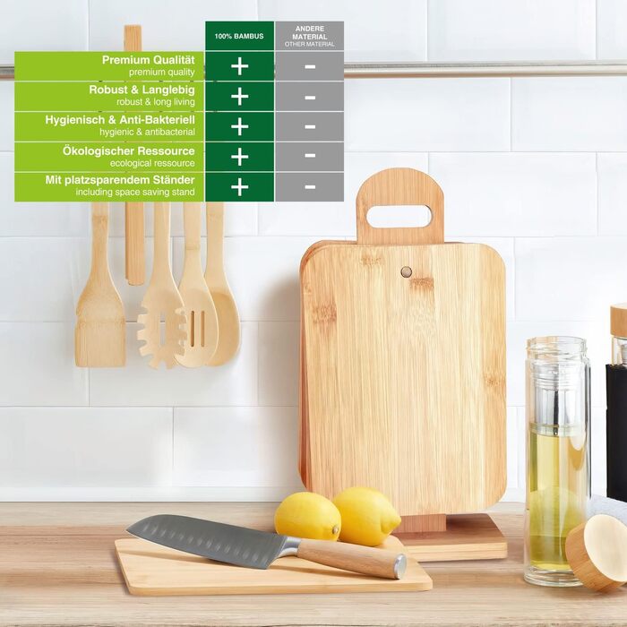 Набір із 6 бамбукових кухонних дощок GOODS+GADGETS