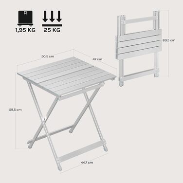 Складной алюминиевый стол для кемпинга WOLTU