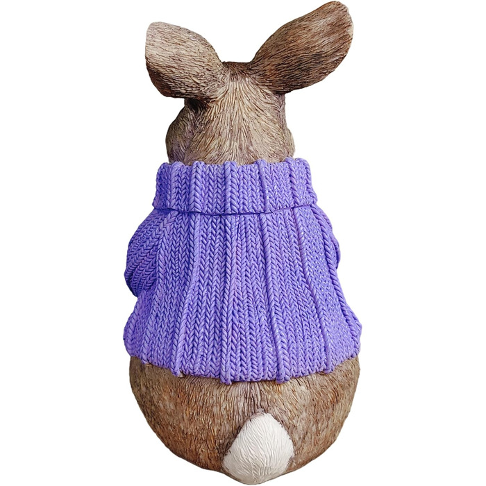 Декоративні фігурки великоднього зайчика у фіолетовому светрі colourliving