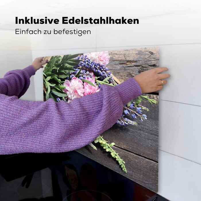 Фартух для плити, кухонний фартух, вініл, 78x52 см, декор для кухні, облицювання стіни, кришка для плити - сіро-чорний (квітковий - вінтажний, 51,6Д x 57,6Ш см)