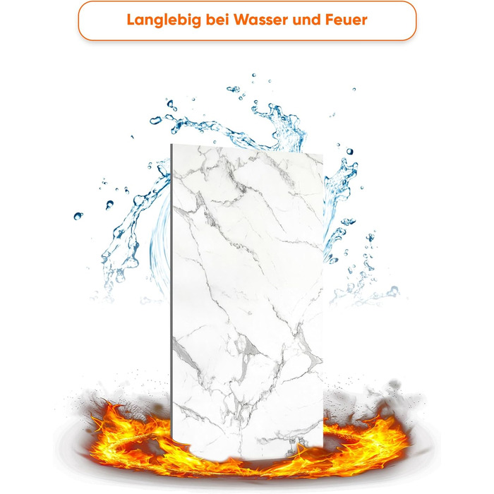 Стінові панелі IZODEKOR під мармур 60x120 см Панель для кухонного фартуха ПВХ-облицювання стін для кухні, ванної кімнати Бризкозахисний екран для кухні Водонепроникний та термостійкий (4 панелі 4 монтажних клею, Carrara)