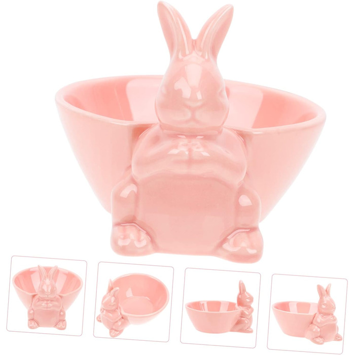 Керамічна миска у формі кролика на Великдень рожева Holibanna