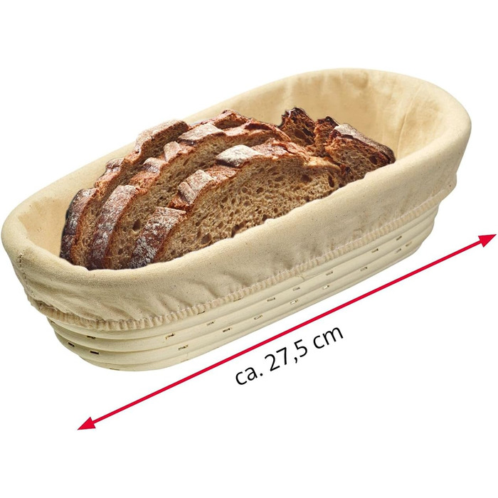 Кошик для вистоювання Westmark, для тіста для хліба вагою 1500-2000 г, овальний, довжина приблизно 40 см, ротангова тростина, світло-бежева, 32022270 (набір з 2 шт. , довжина 27,5 см)