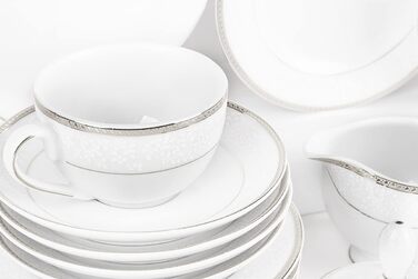 Набір кухлів konsimo 18 предметів - NEW HOLLIS Набір чашок для капучино - Порцеляна - Можна мити в посудомийній машині - 6 персон (платиновий, 18 шт. )