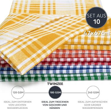Набір з 10 рушників для кухонного посуду, бавовна Twinzee